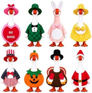 YIZHOR 7 Inch Desk Goose Outfits, 8 Pack Holiday Desk Goose Clothes