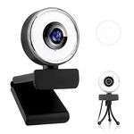 Auto Focus Web Camera,Hdiwousp Streaming Webcam 1080P Built in 3 Grades Touch Control Adjustable Ring Light and Mic,Live Broadcast Video Webcam with Tripod for Facebook YouTube