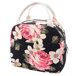 EurCross School Work Lunch Bag for Women Girls, Floral Canvas Compact Lunch Tote Bag Upgraded Lunch Box Bag for College Teens