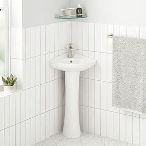 Signature Hardware 484430 Point Roberts Vitreous China Pedestal Bathroom Sink with Single Faucet Hole - White