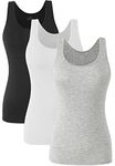 ROSYLINE Basic Tank Tops for Women Undershirts Tank Tops with Scoop Neck cami Yoga Shirts 3-4 Pack Black White Grey L