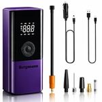 Bergmann VoltAir Cordless + Corded 2in1 Portable Tyre Inflator | 150 psi | 6000mAH Large Battery | LED Display | Type-C Port | for Cars, Bikes, Toys & Bicycles | Luxury Purple