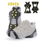 XZSUN Ice cleats，Snow Ice Traction Shoe Boot Cleats， Anti Slip 10-Studs Silicone Rubber Crampons with 10 Extra Studs for Footwear(L, Black)