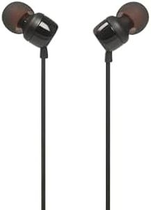JBL Tune 110 In-Ear Headphones with One-Button Remote with Microphone - Black