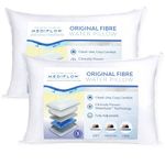 Mediflow Fibre Water Pillow - Adjustable Pillow for Neck Pain Relief, Pillow for Side, Back, and Stomach Sleepers, The Original Inventor of The Water Pillow, Clinically Proven Bed Pillow (2 Pillows)