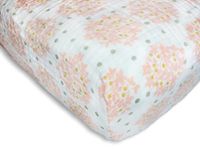 SwaddleDesigns Cotton Muslin Fitted Crib Sheet/Toddler Sheet, Heavenly Floral with Shimmer, Pink