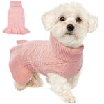 Lelepet Large Dog Sweater Dress, Puppy Jumper Dog Sweaters for Girls Turtleneck Warm Knitwear Fall Dog Pullover Dress Knit Sweaters for Large Dogs Vest Pet Sweater, Dachshund, Shih Tzu, Pink, L