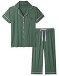 Joyaria Womens Cooling Pajamas Set Moisture Wicking Pyjamas Bamboo Viscose Pjs Sleepwear(Black,XL)