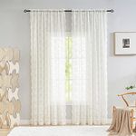 YJ YANJUN Floral Lace Curtains 96 inches Long 2 Panels Set French Country Shabby Chic Sheer Curtains for Living Room Window Light Filtering Rod Pocket 52 x 96 Inch Ivory