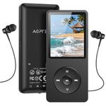 AGPTEK A02 64GB MP3 Player, 70 Hours Playback Lossless Sound Music Player, Supports up to 128GB, Black