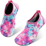 JIASUQI Quick Dry Beach Walking Sandl Aqua Water Shoes for Kids Boys Gilrs Pink Tiedye US 8-8.5 M Toddler
