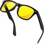 KANASTAL Headlight Night Driving Glasses Mens Astigmatism Anti Glare Driving Glasses Womens Yellow Tinted Sunglasses - Black Frame Yellow Lens