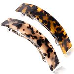 FSMILING Barrette Hair Clips Barrettes for Hair Tortoiseshell Hair Clip for Women Large Barrette Hair Clips For Thick Hair 2 Pack