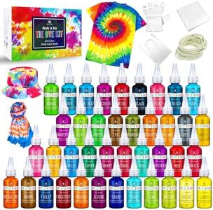 Tie Dye Kit - 40 Colors Fabric Tie Dye Kits for DIY Textile Paint Art - All-in-1 Tie-Dye Color Powder Set for Shirt, Hoodie, Fabric Clothes Painting, Party Supplies, Adults and Kids Handmade Crafts