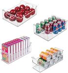 iDesign 4-Piece 50% Recycled Plastic Refrigerator Organizer Bin Set, Made in The USA – Ideal for Freezer, Pantry, and Cabinet Organization – Two 5” x 5” x 14” and Two 10” x 5” x 14” Bins, Clear