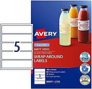 Avery A4 Durable Wraparound Labels - Product Stickers - Small Business Supplies - White, 51 x 196 mm, 60 Labels/12 Sheets (980053/ L7146)