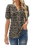 Womens Summer Tops Short Sleeve Casual T Shirts Comfy Soft Tunic Blouses for Women UK Elegant Floral Black M (UK 12-14)