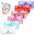 Makone 6PCS Nylon Headbands for Baby Girl, Handmade Hairbands with Bows Stretchy 5.5 inch Hair Bow for Kids Toddlers Infants Newborn