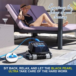 8streme Black Pearl Ultra Robotic Pool Cleaner – Battery, Wall Climber, 150 Min Runtime