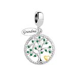 LSxAB Green Cubic Zirconia Grandma Tree of Life Charm for Nana Compatible with Pandora Charms Bracelets