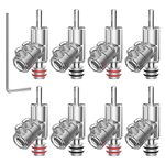 Audiocrast 8 Pcs Stackable Angled Banana Plugs Connector Double Screw Locking Rhodium Plated For Speaker Cable Up To 7mm