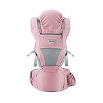 MEDITIVE Newborn New Born Ergonomically Made 3 In 1 Cotton Baby Carrier With Detachable Hip Seat For All Age Group From 3-36 Months Pink