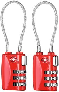 ZHEGE Candado Maleta Viaje Aprobadas por TSA, Candado Taquilla Combinacion, Candado Flexible Cable con 14cm, Cerradura para Equipaje, Candado Numerico de 3 Dígitos para Mochila (2 Piezas, Rojo)