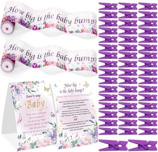 Weecent Baby Shower Games, Butterfly Baby Shower Games Sign How Big is The Baby Bump and Don't Say Baby, 2 Tummy Measure Rolls and 50 Mini Clothespins, Baby Shower Decorations Party Favors Supplies