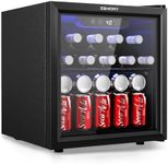 EUHOMY 48 Can Beverage Refrigerator cooler-Mini Fridge Glass Door for Beer Drinks Wines, Countertop Beverage Fridge with Adjustable Shelves Blue LED for Home/Office/Dorm/Bar, 1.3 cu.ft