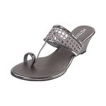 Metro Women's Gun Metal Synthetic Sandals 6-UK 39 (EU) (35-4770)