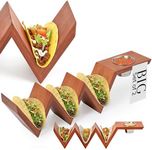 2 Lb. Depot Taco Holder Set of 2 - Durable Bamboo with Walnut Stain Finish - Includes Stainless Steel Bowls - Keeps Tacos Upright and Tidy - Perfect for Parties and Social Media