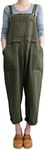 Women's Baggy Cotton Overalls Jumpsuit with Pockets (Army Green, Small)