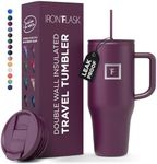 IRON °FLASK Co-Pilot 32 oz Insulated Tumbler with Straw & Flip Cap Lids - Cup Holder Bottle for Hot or Cold Drink - Leak-Proof, Double Walled - Water, Coffee Portable Travel Mug - Burgundy