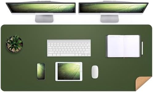 Leather Desk pad Protector, Large Desk mat with Natural Cork & PU Leather,Mouse pad,Non-Slip Office Desk Mat,Waterproof Desk Writing Pad for Office and Home (47in*17in,Military Green)
