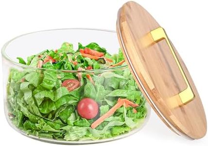 YUBAMIN Large Glass Salad Bowl with Lid 195oz, Large Mixing Bowl with Lid for Salad, Fruit, Dessert, 9.8" Clear Trifle Bowl Glass for Large Family, Keep Food Fresh, Microwave and Dishwasher Safe