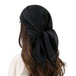 RIIQIICHY Head Scarf for Women Like Black Silk Scarf Hair Wrap for Sleeping Square Neck Scarf 27.5 x 27.5 inches