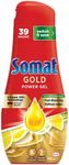 Somat Gold Power Dishwasher Gel (39 Washes / 700mL), Fast Dissolving Detergent for Dishwashers Leaves No Residue, Dishwashing Gel with Lemon Scent for Efficient Cleaning