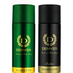 Denver Hamilton Deodorant + Caliber Deodorant - 165ML Each (Combo Pack 2) | Long Lasting Deo Body Spray For Men