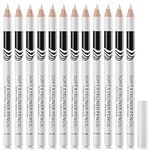 WENJLYJ 12 PCS White Eyeliner Pencils,Professional Long Lasting Waterproof White Makeup Pencils,Highly Pigmented Inner Corner Eye Highlighter Eyeliner Pencil White Eye Liner Pen Sets for Women