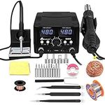 2 in 1 750W LED Digital Soldering Station Hot Air Gun Rework Station Electric Soldering Iron for Phone PCB IC SMD BGA Welding Set 110V