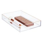 mDesign Cosmetics Organiser – Convenient Storage Box for Cosmetics Like Lipstick, Nail Polish and More – Makeup Storage for Bathroom and Bedroom – Clear/Rose Gold