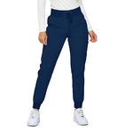 Monarch Uniforms Womens Jogger Scrubs Ribbed Jogger Scrub Pants for Women, Navy, Small