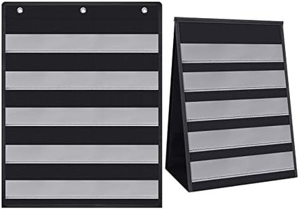 Eaasty 2 Pieces Table Top Pocket Chart Stand for Classroom Double Sided Table Top Pocket Chart Wall Words Classroom Pocket Chart for Daily Schedule Class Teacher Student Classroom Office Home(Black)