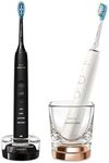 Philips Sonicare DiamondClean Series 9000 - Duo Pack with 2X Advanced Sonic Electric Toothbrushes for Cleaner Teeth & Gums, with Mobile App, Black + Rose Gold (Model HX9914/57), Black & Rose Gold