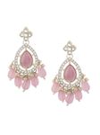 Zaveri Pearls Pink Cat Eye Stones & Kundan Dazzling Austrian Diamond Ethnic Drop Earring For Women-ZPFK16594