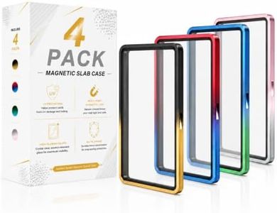 Livresse PSA Slab Protector 4 Pack, Magnetic Display Case Compatible with PSA 35PT Graded Cards, Tempered Glass Card Holder with Iridescent Aluminum Frame