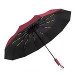 HomeCloud Folding Umbrella featuring 12 Reinforced Ribs, Auto Open/Close Functionality, Waterproof Canopy, Comfortable ABS Handle and Superior Wind-Resistant Double-Bone Fiber Frame (Maroon)