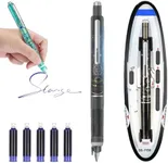 Mucpad Retractable Fountain Pen, Fountain Pen Retractable:0.38mm Blue&Black Ink Transparent Barrel Includes 5 Refillable Ink Cartridg (Black, Blue)