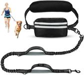 Yicostar Hands Free Dog Leash with Pouch, Retractable Bungee with Double Padded Handles, Dog Waist Leash for Dog Walking, Dog Leashes with Bungee for Medium & Large Dog, Dog Walking Accessories