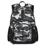 ZORFIN Backpack for School Travel: Bookbag for Girls Boys - Laptop Backpack with Multiple Compartments, Camo Black, Teens Backpack for School Boys - Elementary Kids Backpack - Casual Daypack Backpack